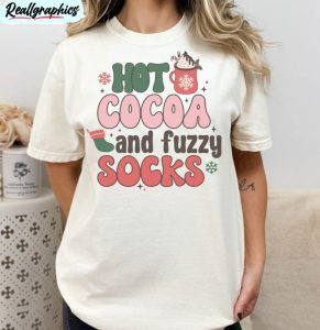 hot cocoa and christmas movies shirt, cute christmas long sleeve unisex hoodie