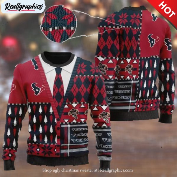 houston texans nfl american football team cardigan style 3d men and women ugly sweater days3