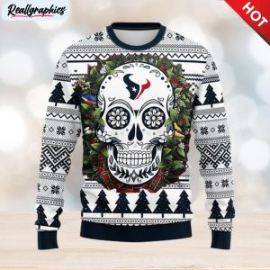houston texans skull flower ugly christmas ugly sweater