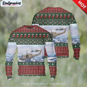 huey helicopter ugly christmas sweater