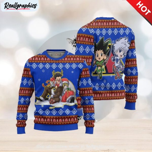 hunter x hunter ugly christmas sweater 3d kurapika x leorio gift for big fans