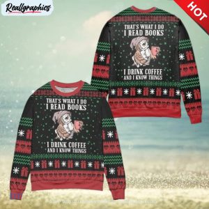 i read books and i know things owl snowflake pattern ugly christmas sweater