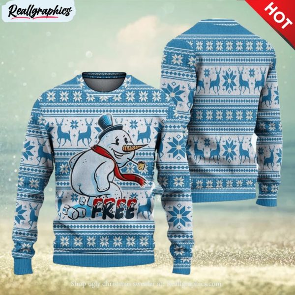 ice made by snowman ugly christmas sweater knitted gift for men and women