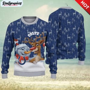 indianapolis colts snowman reindeer ugly christmas sweater 3d gift for fans