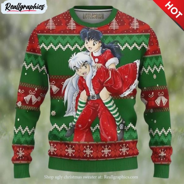inuyasha x kagome inuyasha anime ugly christmas sweater