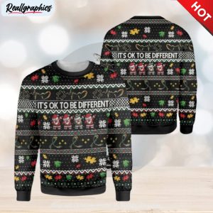 its ok to be different autism ugly sweater for christmas