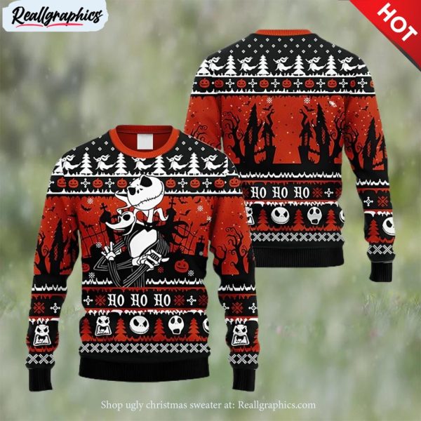 jack skellington and zero nightmare before christmas ugly sweater