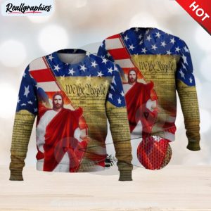 jesus usa we the people 3d full print ugly sweater christmas gift sweater