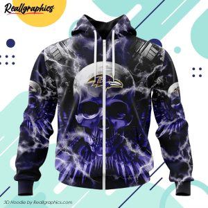 nfl baltimore ravens special expendables skull design 3d printed hoodie