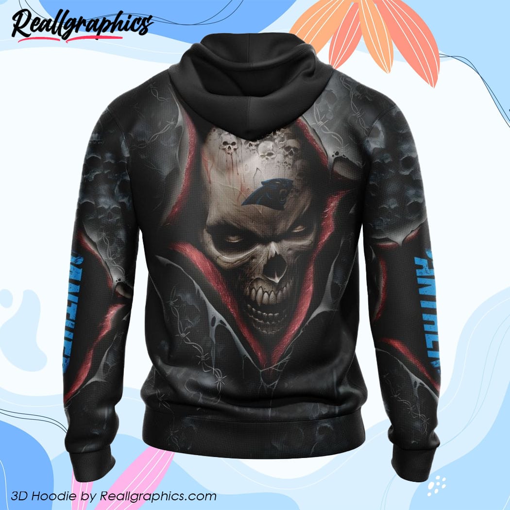 Carolina Panthers 3D Skull Zip Hoodie Pullover Shirt For Fans