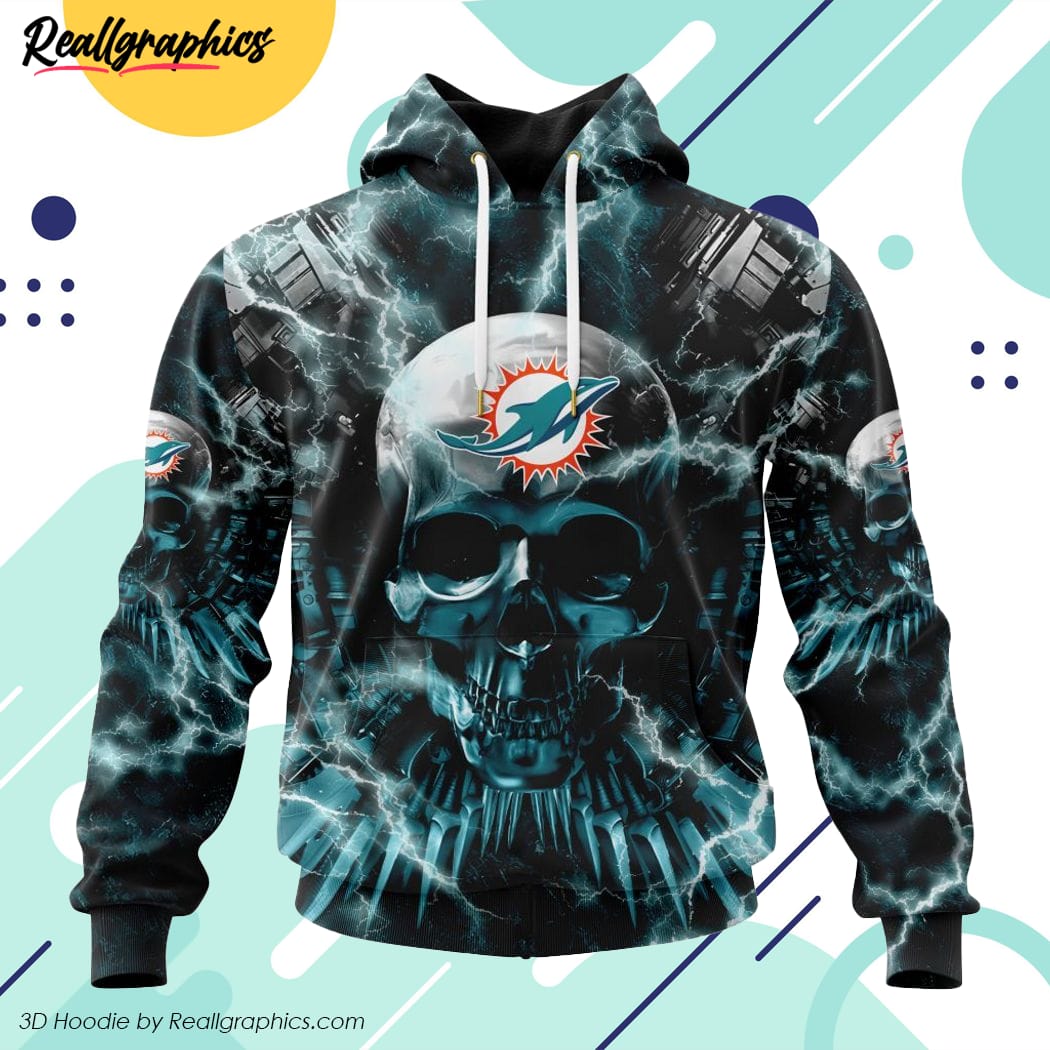 Miami Dolphins Hoodie 3D Apparel Skullho Full Print - Bluefink