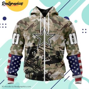 personalized nfl dallas cowboys special salute to service design 3d printed hoodie