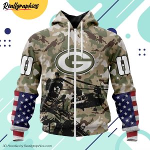 personalized nfl green bay packers special salute to service design all over printed hoodie