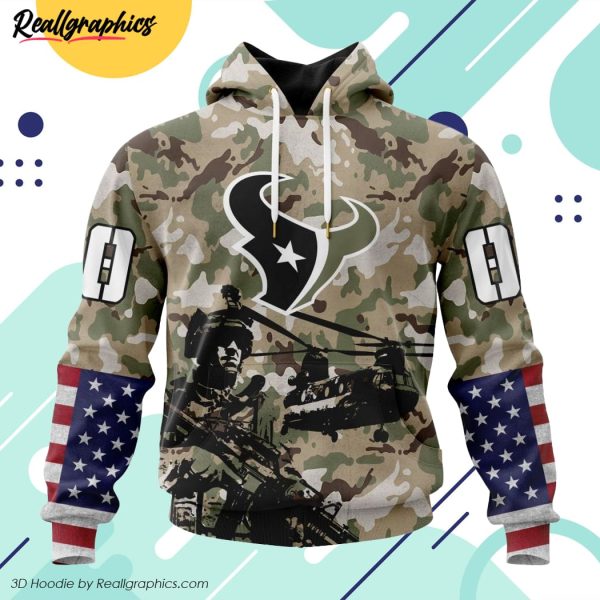 personalized nfl houston texans special salute to service design 3d printed hoodie