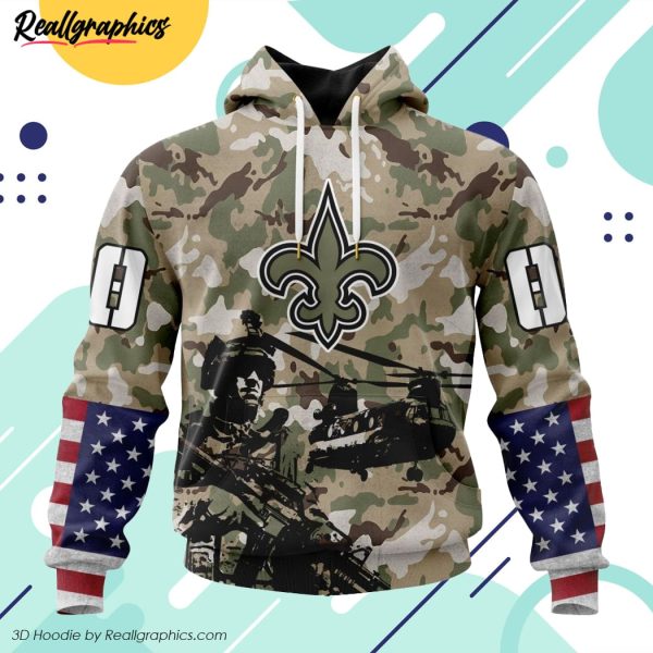 personalized nfl new orleans saints special salute to service design all over printed hoodie