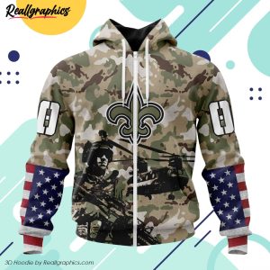 personalized nfl new orleans saints special salute to service design all over printed hoodie