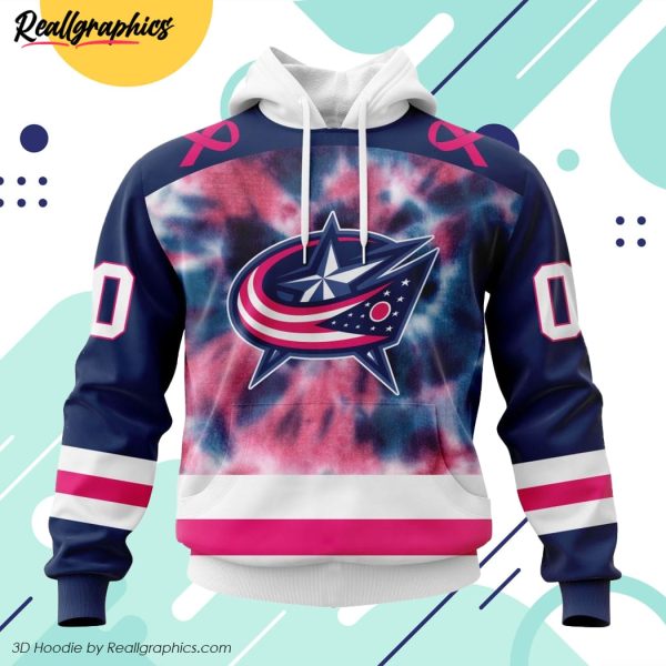 personalized nhl columbus blue jackets special pink october fight breast cancer all over printed hoodie