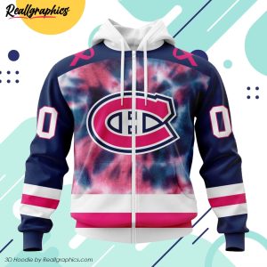 personalized nhl montreal canadiens special pink october fight breast cancer 3d printed hoodie