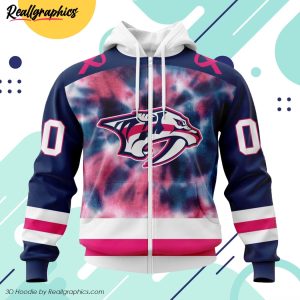 personalized nhl nashville predators special pink october fight breast cancer 3d printed hoodie