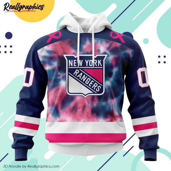personalized nhl new york rangers special pink october fight breast cancer all over printed hoodie