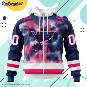 personalized nhl st. louis blues special pink october fight breast cancer 3d printed hoodie