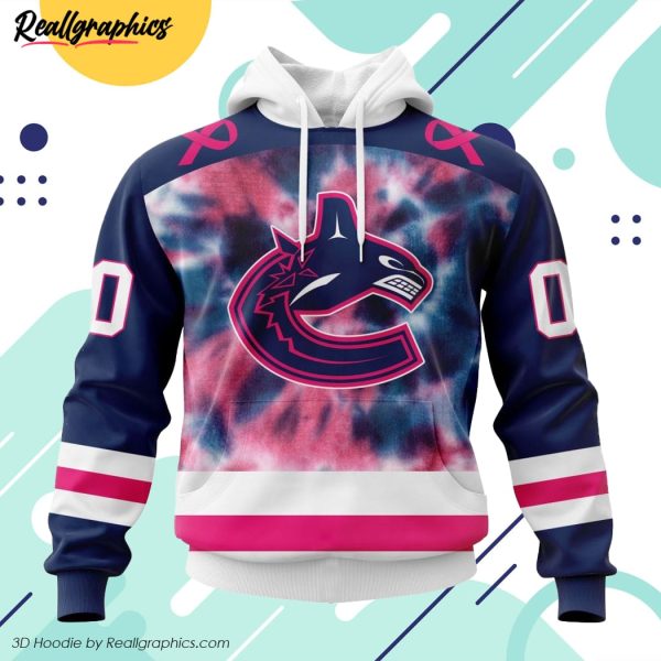 personalized nhl vancouver canucks special pink october fight breast cancer 3d printed hoodie