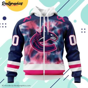 personalized nhl vancouver canucks special pink october fight breast cancer 3d printed hoodie