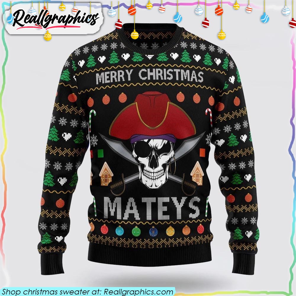 pirate skull christmas ugly sweater