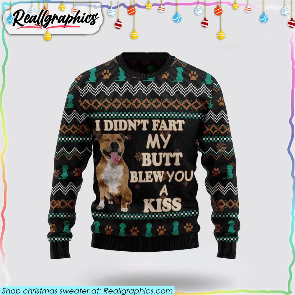 pit bull a kiss christmas ugly sweater pet lover christmas sweater