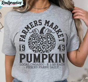pumpkins farmer market cute shirt, leopard pumpkin short sleeve unisex hoodie