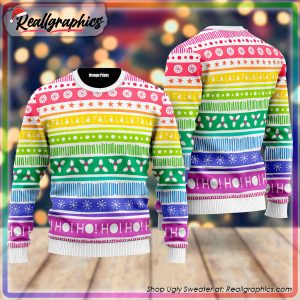 rainbow cozy holiday pattern ugly christmas sweater, christmas gifts
