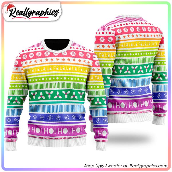 rainbow cozy holiday pattern ugly christmas sweater, christmas gifts