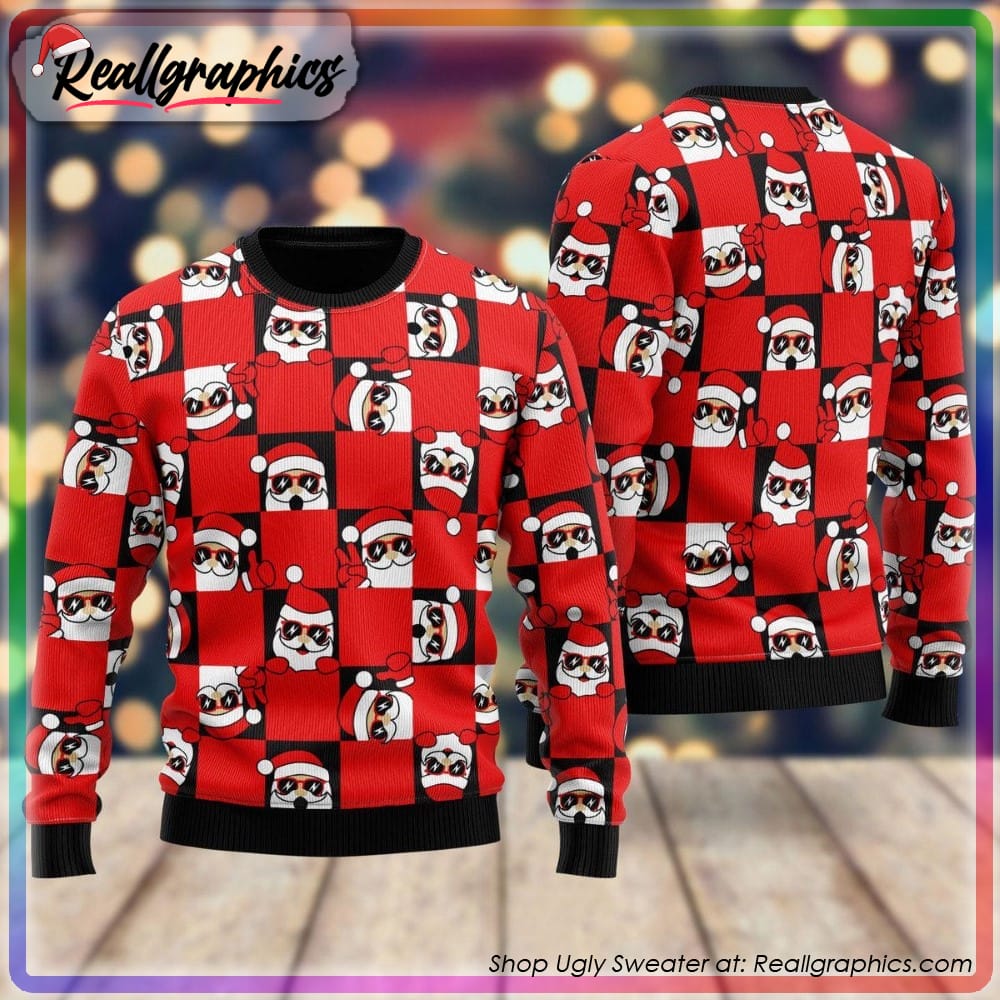 red santa peeking ugly holiday sweater, christmas gift ideas