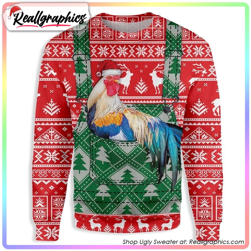 rooster pattern ugly christmas sweater, christmas gift ideas