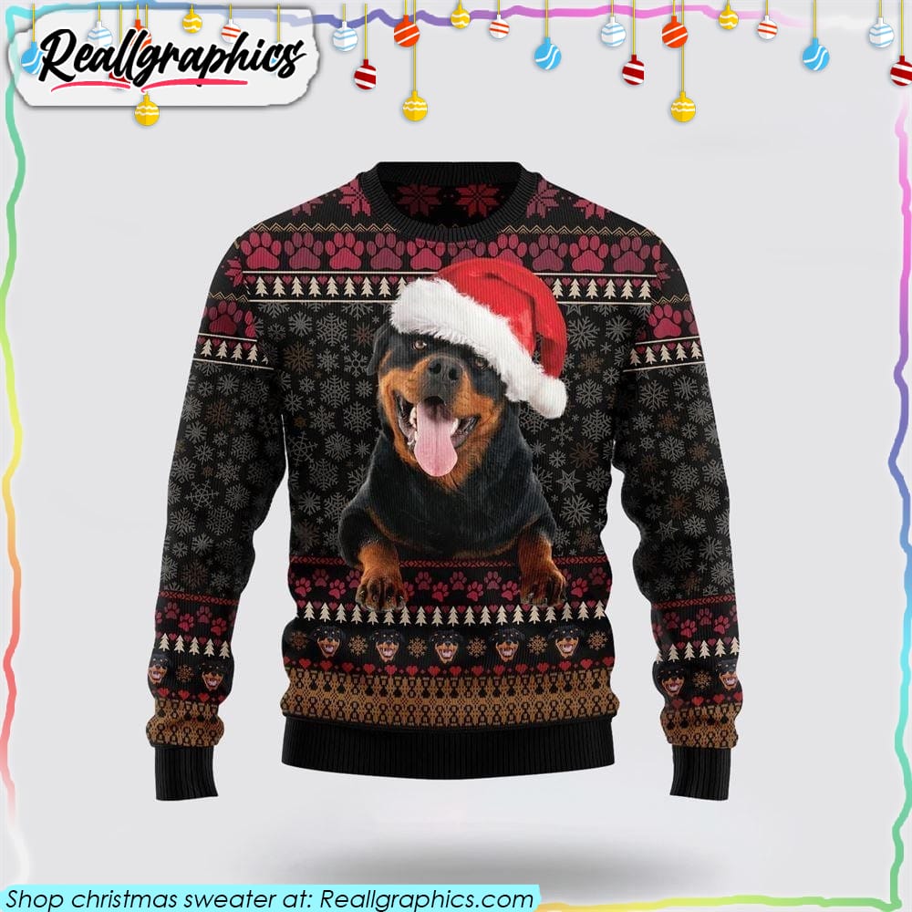 rottweiler christmas christmas ugly sweater pet lover christmas sweater