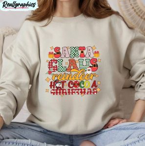 santa claus christmas shirt, hot cocoa christmas sweatshirt short sleeve