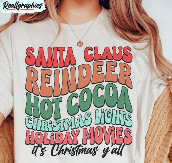 santa claus reindeer shirt, hot cocoa christmas unisex shirt