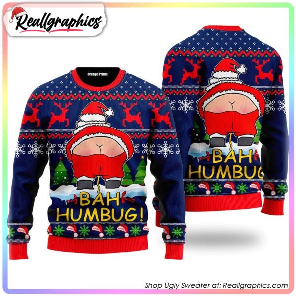 santa funny bah humbug ugly christmas sweater, christmas gifts