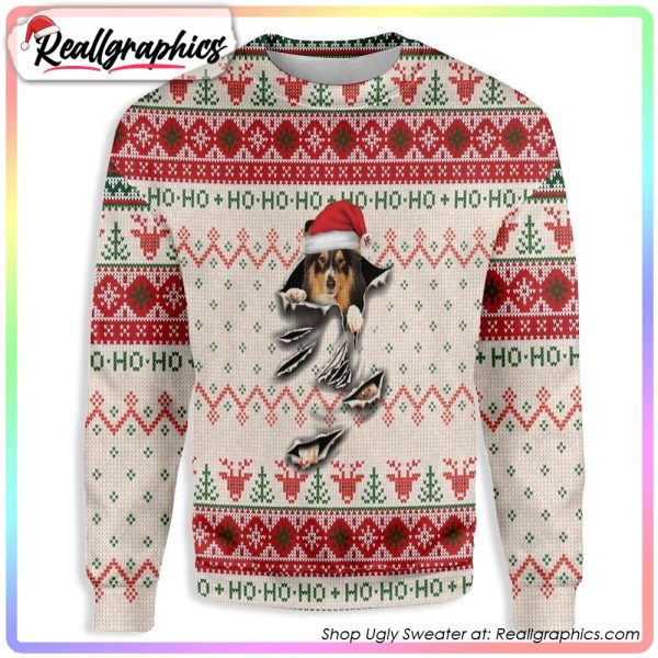 shetland sheepdog scratch ugly holiday sweater, xmas gift ideas