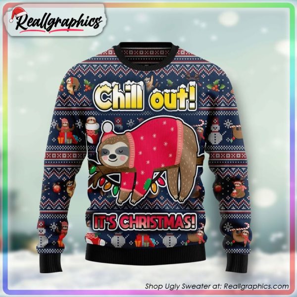 sloth santa chill out is christmas ugly holiday sweater, xmas gift ideas
