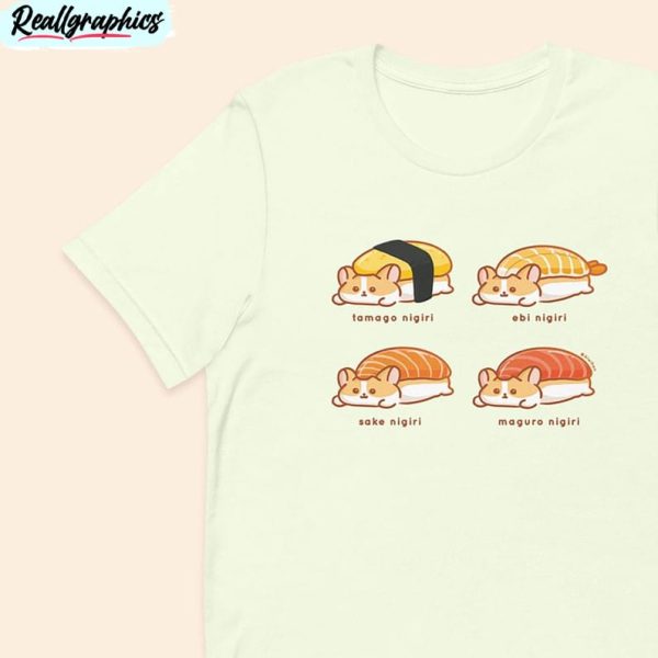 sushi corgi shirt, cute tee tops unisex hoodie