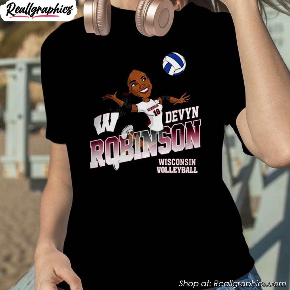 wisconsin badgers volleyball devyn robinson caricature t-shirt