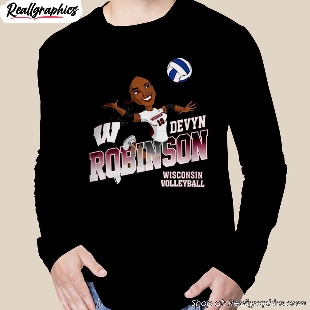 wisconsin badgers volleyball devyn robinson caricature t-shirt