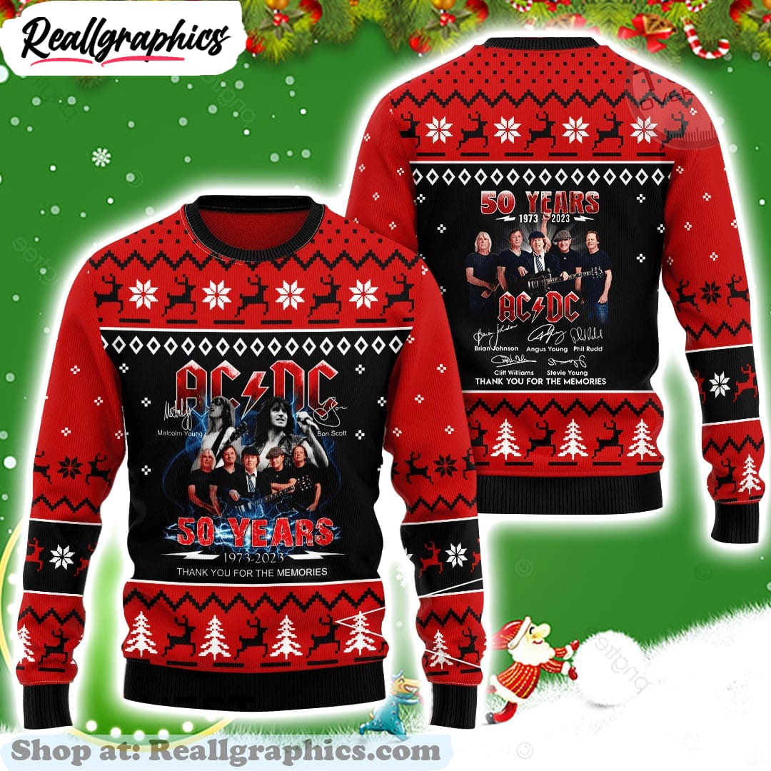 acdc 50 years christmas ugly sweater 3d gift christmas