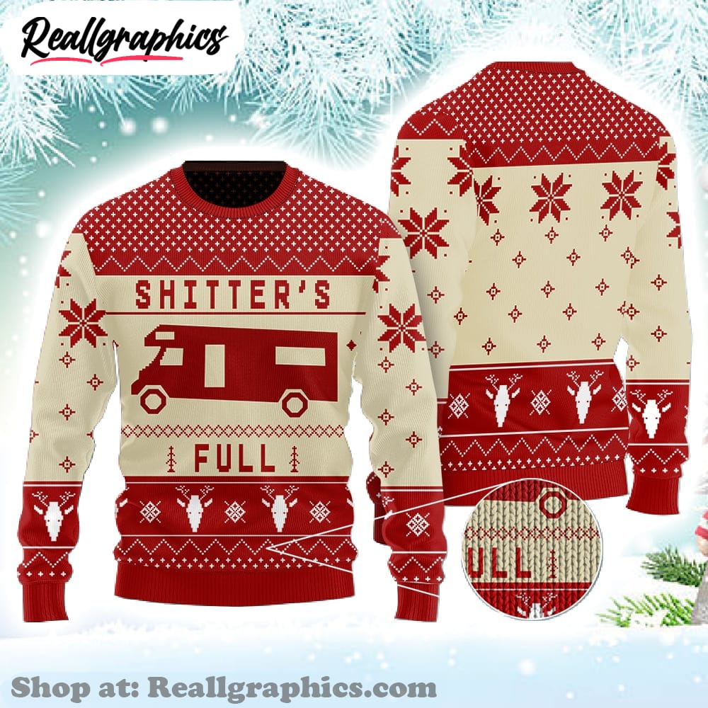 red vacation shitter's full ugly christmas sweater, sweatshirt