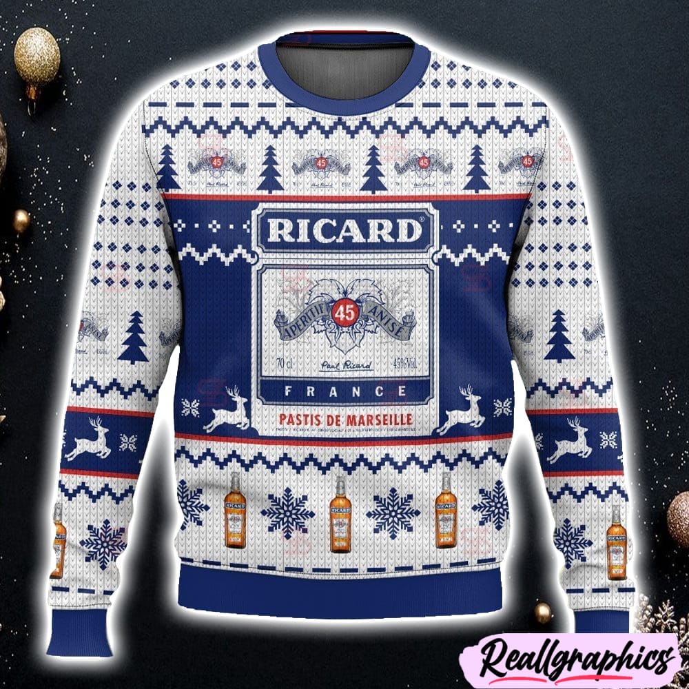 ricard france pastis de marseille ugly sweater christmas 3d printed