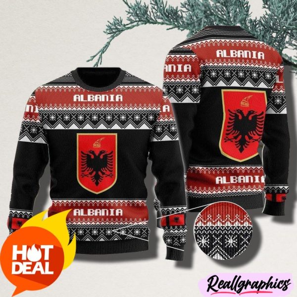 the-united-states-flag-of-albania-christmas-ugly-sweater-3d