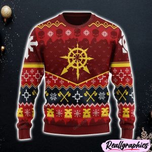 Warhammer-40K-Slay-Bells-Ring-Khorne-Chaos-Iconic-Ugly-Sweater-Christmas-Sweatshirt-3D-Printed
