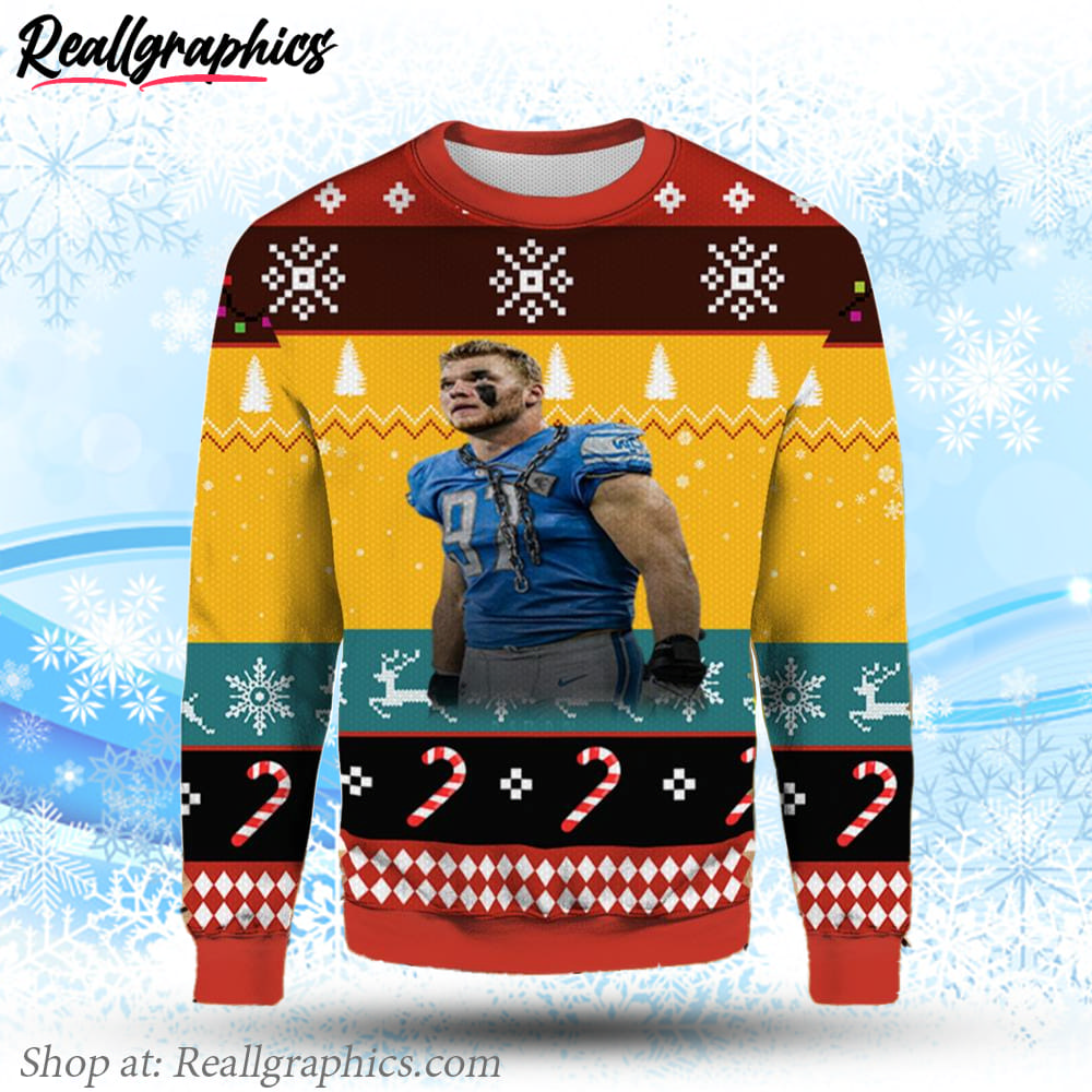 aidan hutchinson detroit lions ugly christmas sweater