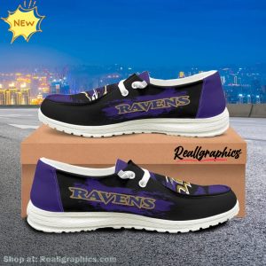 baltimore-ravens-pattern-design-print-custom-hey-dude-shoes